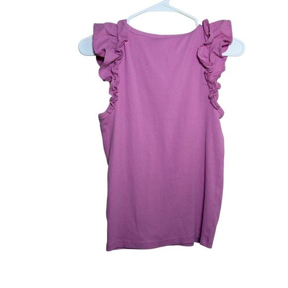 Old Navy Tank Top Women's Medium Purple Sleeveless Ruffle Ribbed Solid - Picture 4 of 9